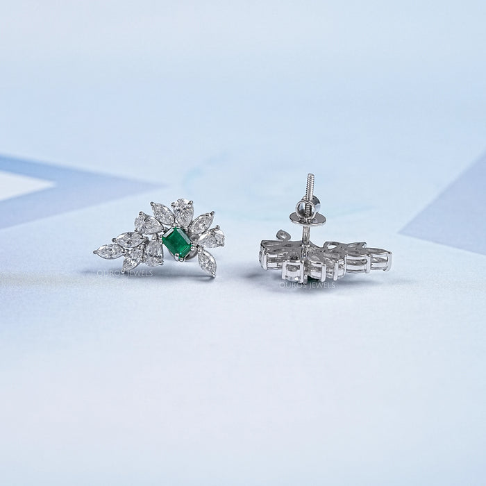 Marquise & Pear Cluster  Diamond Gemstone  Earrings