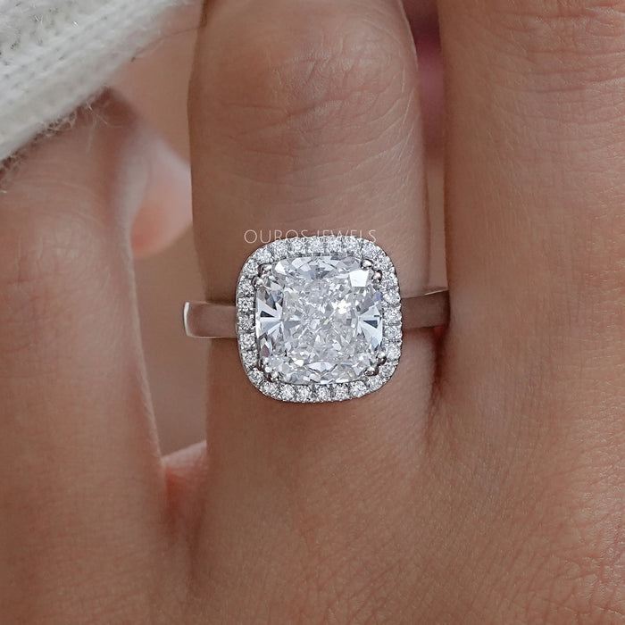 Cushion Lab Grown Diamond Halo Engagement Ring