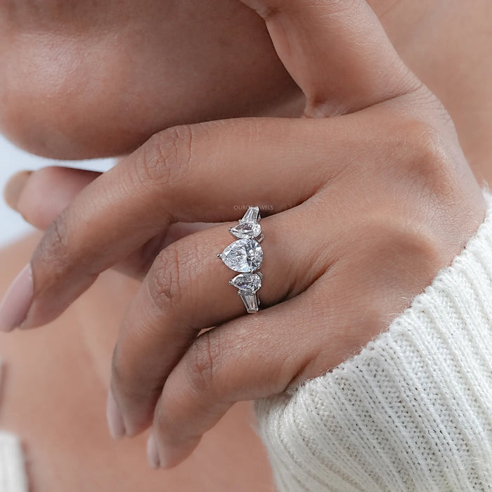 Pear Lab Diamond Five Stone Engagement Ring