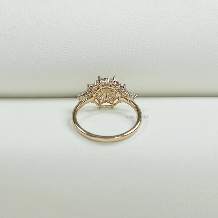 Kite Cut Lab Diamond Floral Engagement Ring