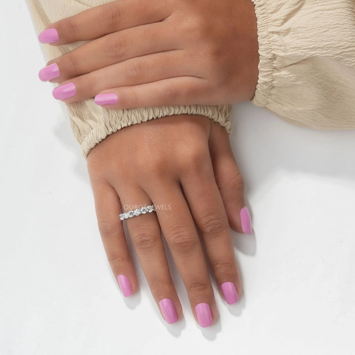 Round Lab Diamond Eternity Wedding Band