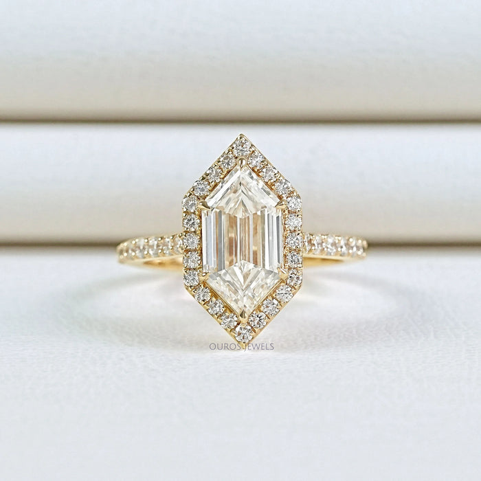 Step Cut Dutch Marquise Diamond Halo Accent Ring