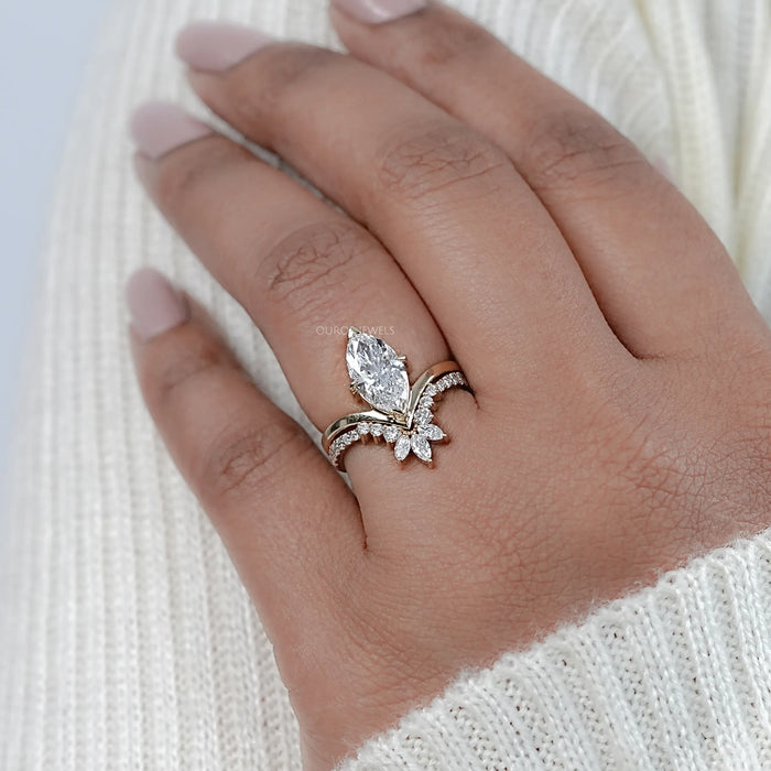 Marquise Cut Vintage Style Wedding Ring-Set
