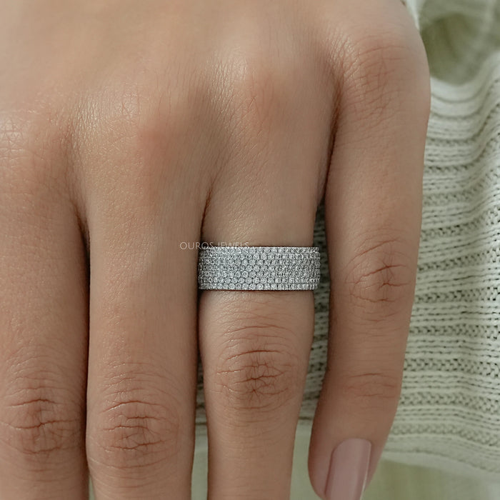 Round Lab Diamond Pave Set Eternity Wedding Band