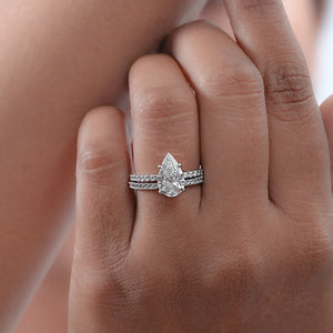 Pear Cut Solitaire Accent Bridal Ring Set