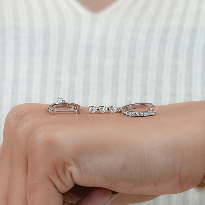 Tropfen- und Baumeln-Ohrringe mit Labordiamanten im Birnenschliff