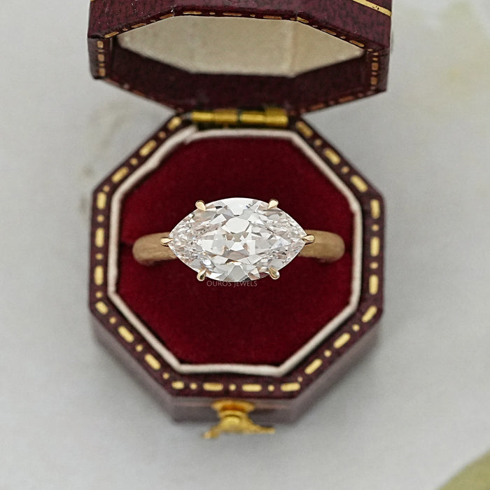 East West Old Mine Moval Lab Diamond Engagement Ring