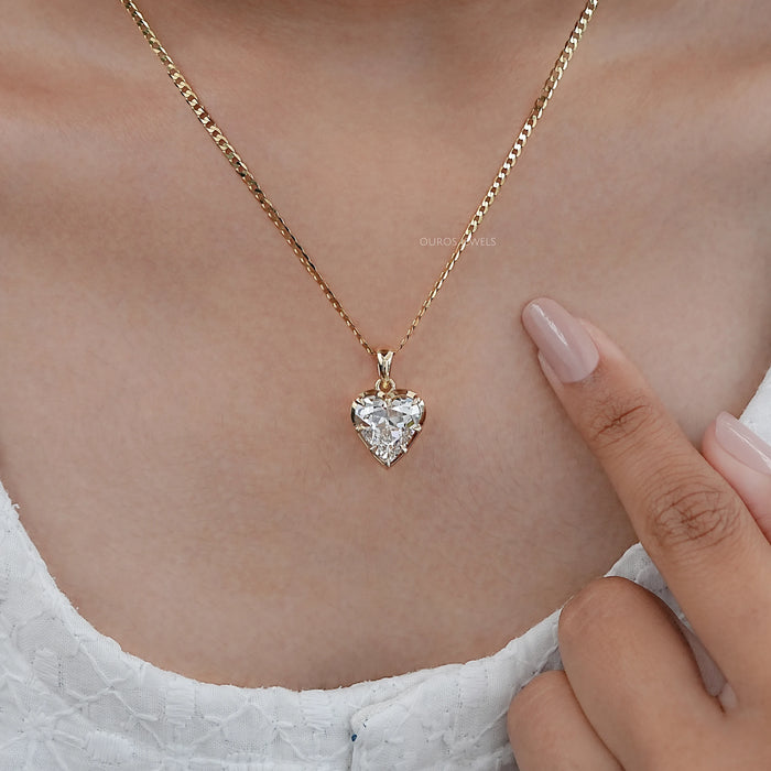 Old Mine Heart Lab Diamond Solitaire Pendant