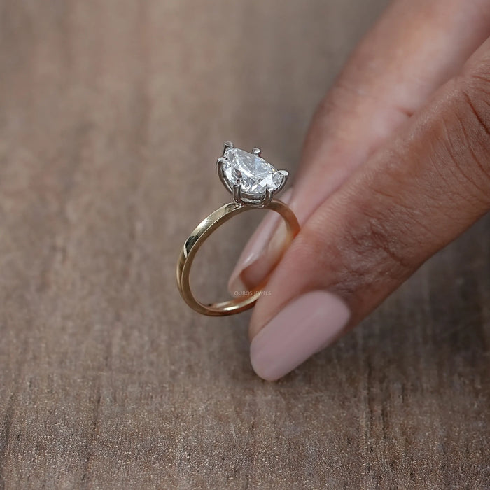 Birnenförmiger Solitär Diamantring aus dem Labor