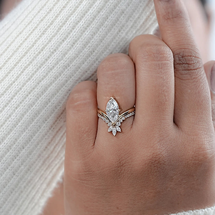 Marquise Cut Vintage Style Wedding Ring-Set