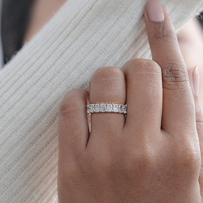 Radiant Cut Lab Grown Diamond  Eternity Wedding Band