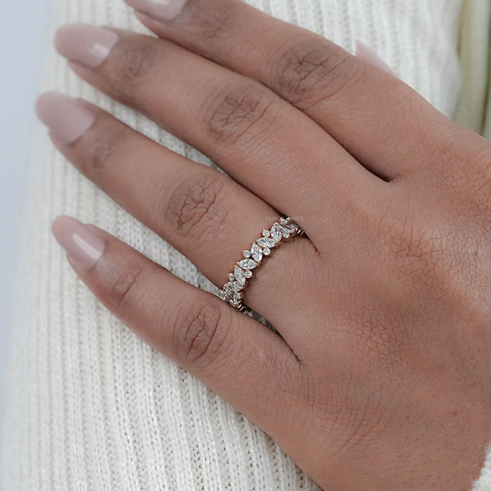 Marquise And Round Diamond Eternity Wedding Band