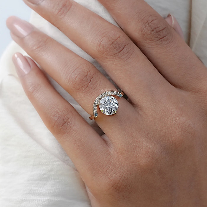 Half Halo Round Lab Diamond Engagement Ring