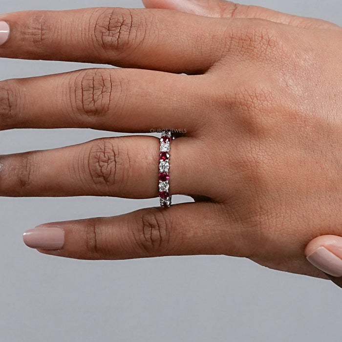 Ruby And Diamond Alternative Wedding Band