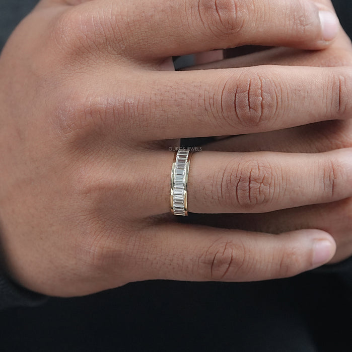 Baguette Diamond Mens Wedding Band