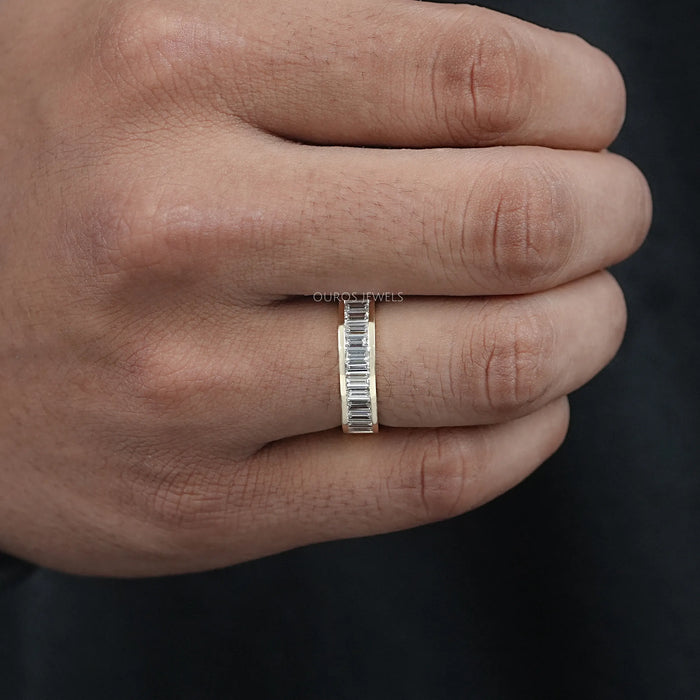 Baguette Diamond Mens Wedding Band