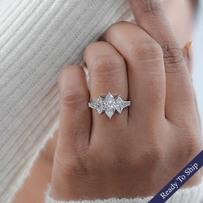 Five Stone Marquise Lab Diamond Engagement Ring