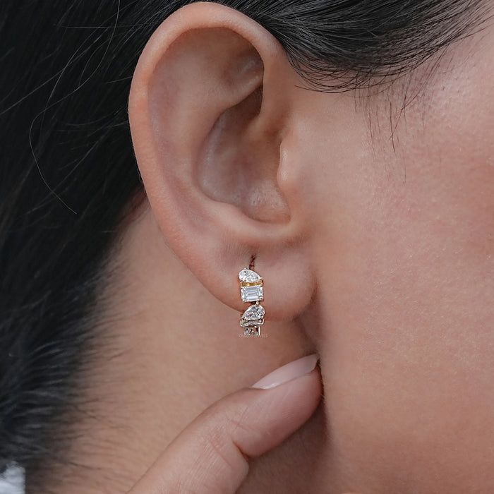 Multi Shape Lab Diamond Hoops Earrings