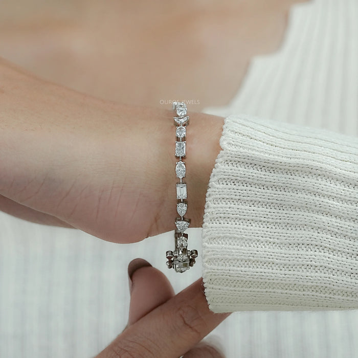 Multi Shape Lab Diamond Linked Bracelet