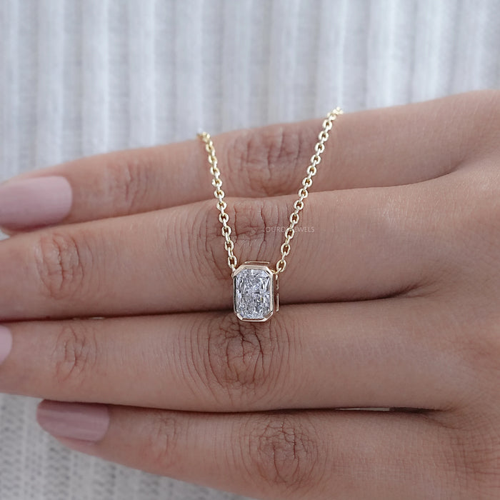 Bezel Radiant Lab Grown Diamond Solitaire Pendant