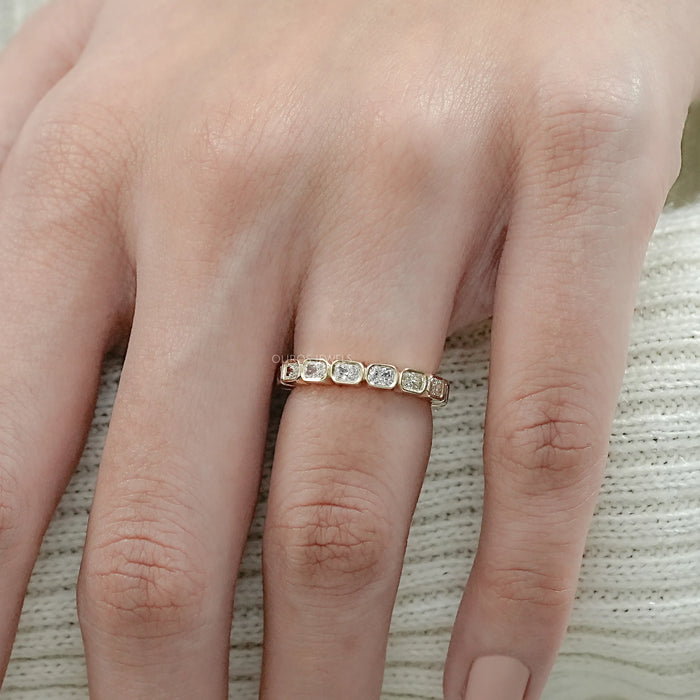 East West Radiant Lab Diamond Bezel Set Wedding Band