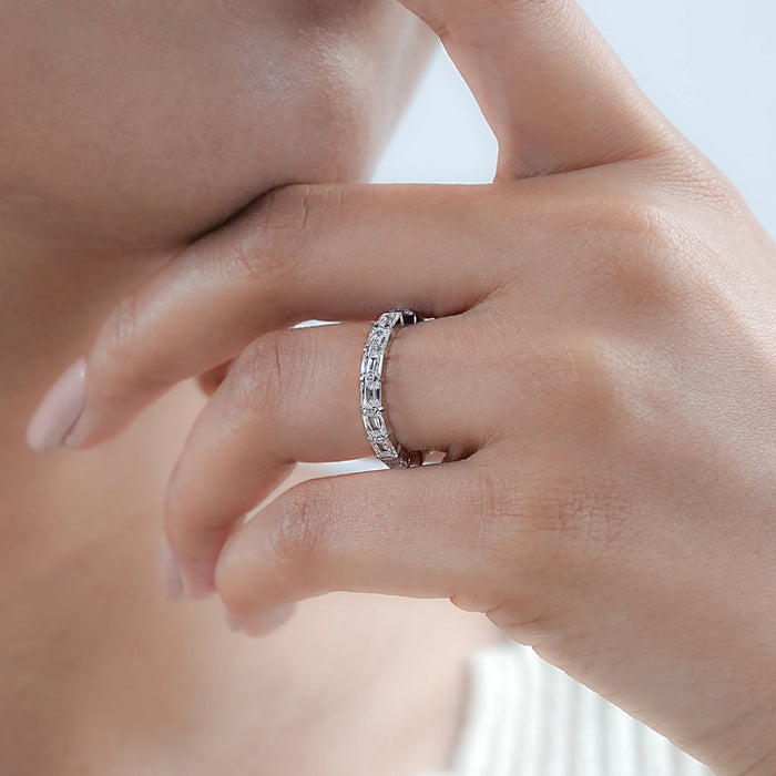 Criss Cut Eternity Wedding Band -East West Set