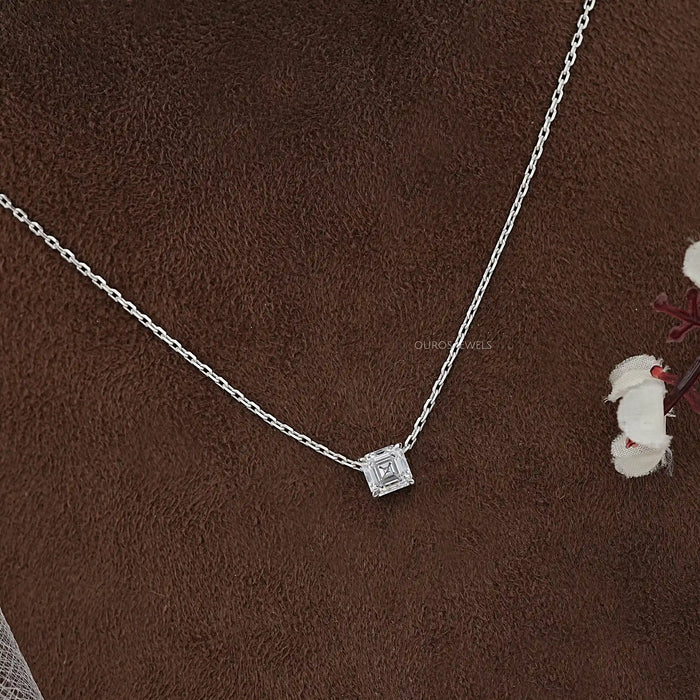 Solitäranhänger mit im Asscher-Schliff aus Kunstdiamanten 