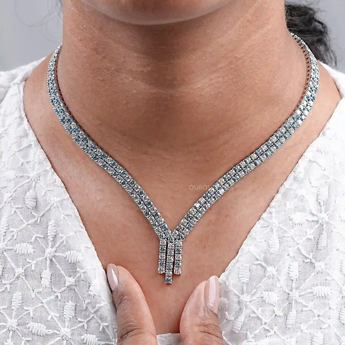 Round Cut Diamond Crystal Bridal Necklace