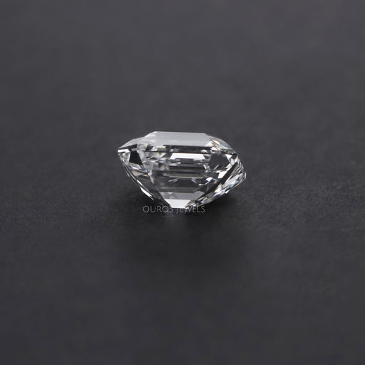 side view of igi certified of old mine emerald cut lab-grown diamond