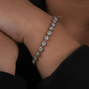 Old European Round Cut Lab Diamond Bracelet - With Black Coating