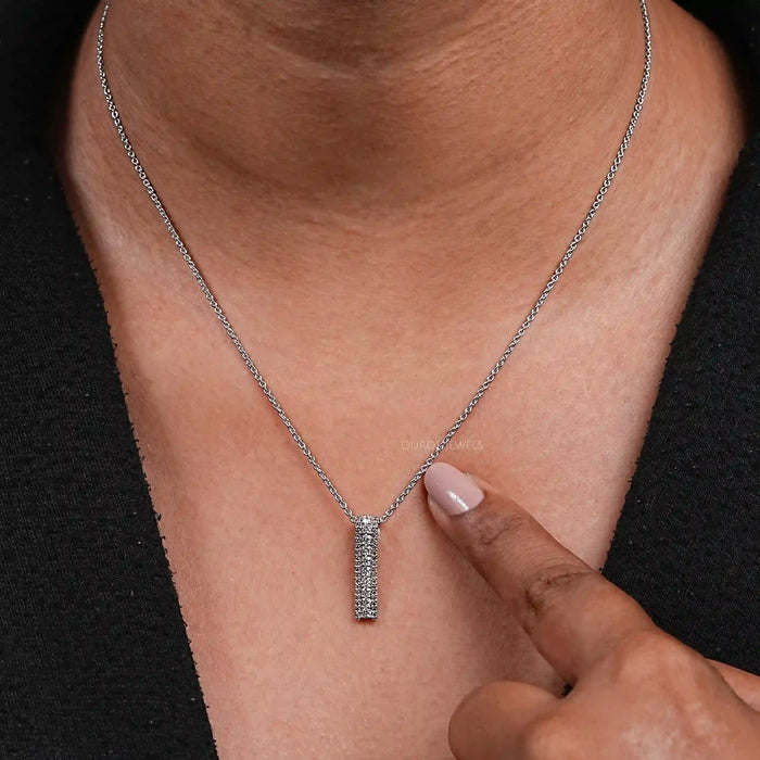 Round Brown Diamond Bar Pendant