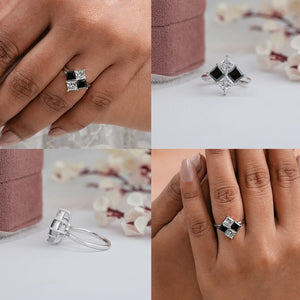 Princess Cut Black Diamond Anniversary Rings