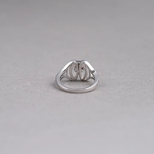 back view of asscher-cut chocolate lab diamond split shank colored engagement ring