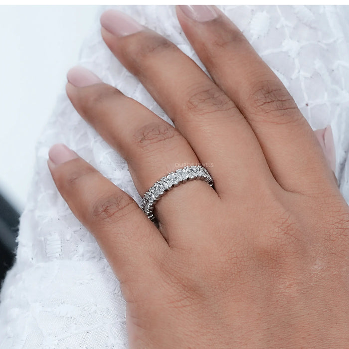 Marquise And Round Diamond Eternity Wedding Band