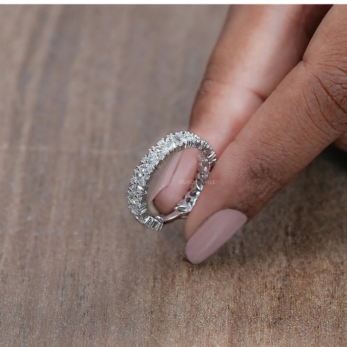 Marquise And Round Diamond Eternity Wedding Band
