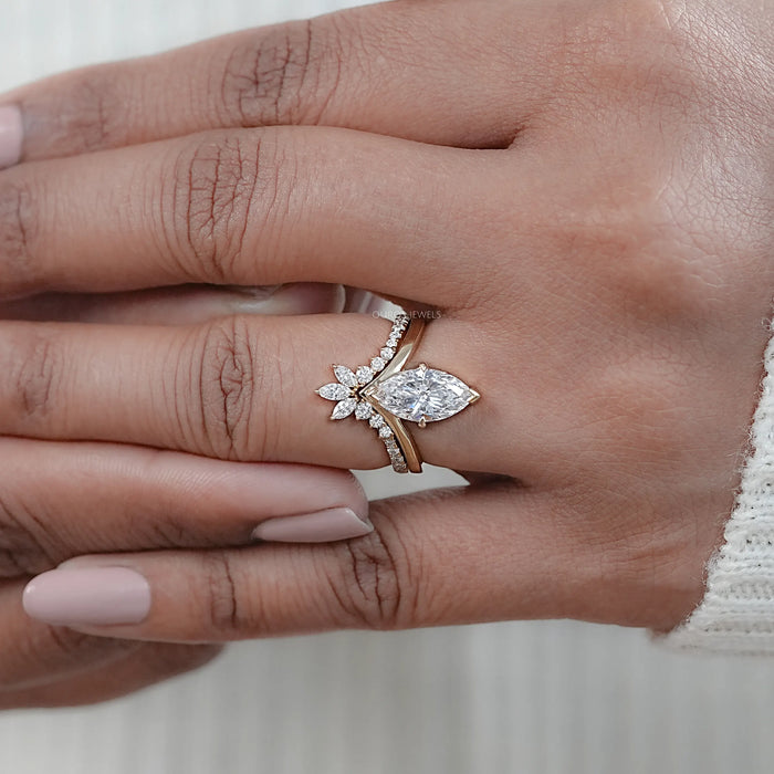 Marquise Cut Vintage Style Wedding Ring-Set