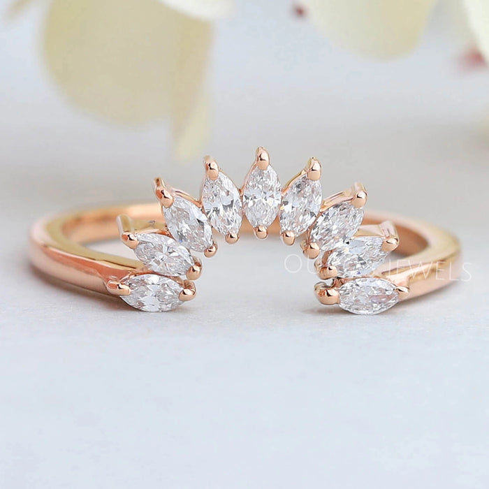 Marquise Diamant Gebogenes Trauring