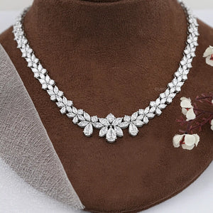 Multiple Shape Lab Diamond Wedding Necklace Set