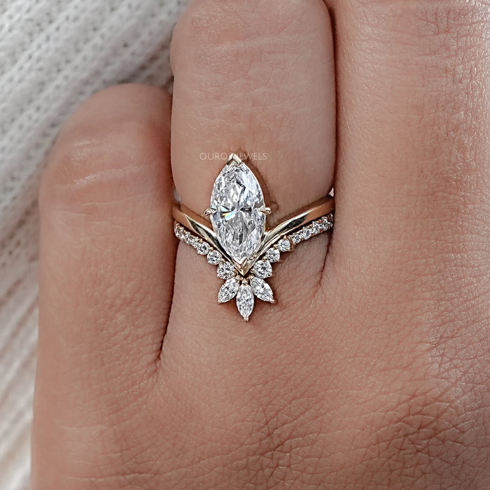 Marquise Cut Vintage Style Wedding Ring-Set