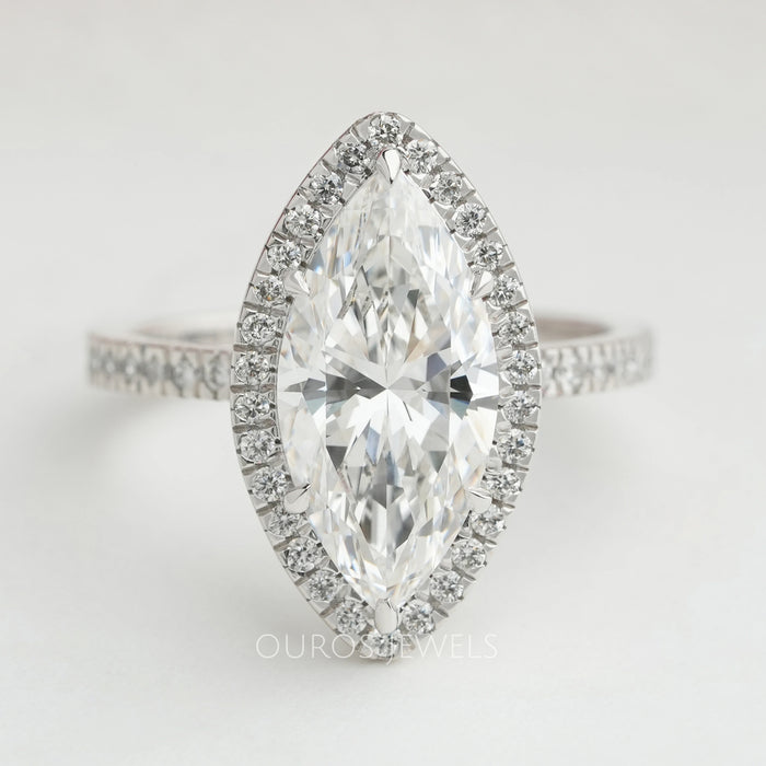 Marquise-Schliff Halo Labor Diamant Verlobungsring
