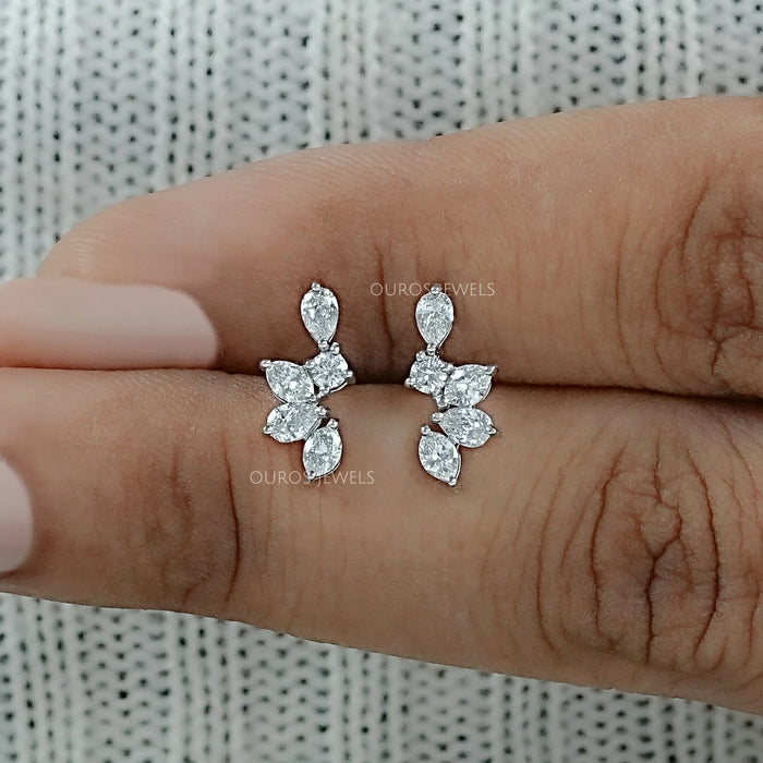 Marquise And Pear Lab Grown Diamond Stud Earrings