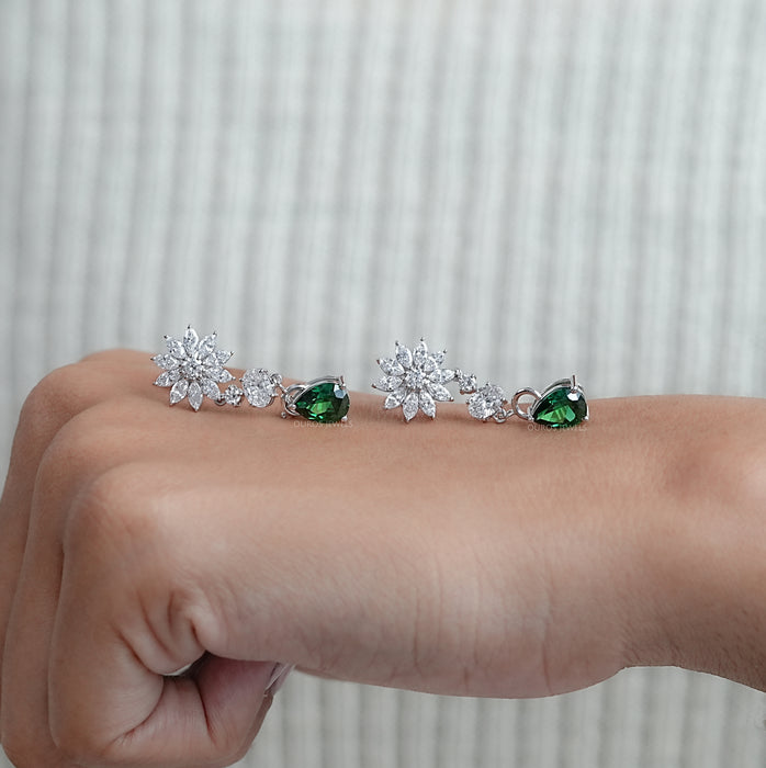 Drop Earring With Pear And Marquise Shape Diamond