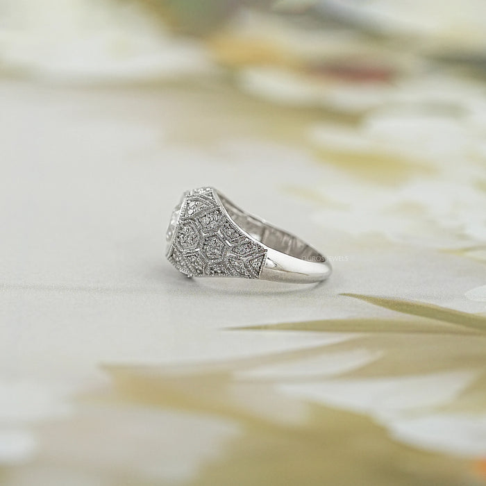Old European Round Cut With Milgrain Work Ring