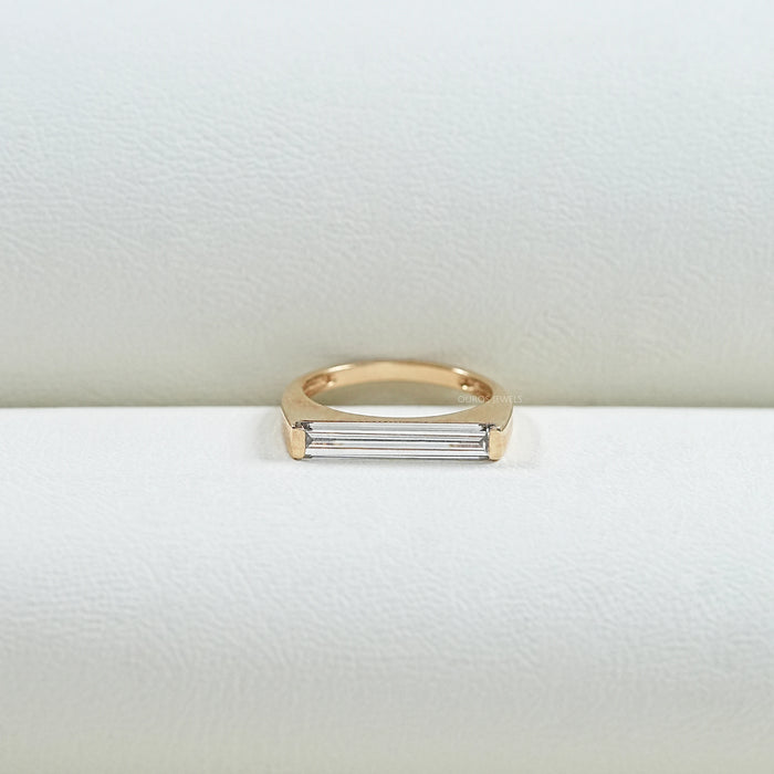 East West Baguette Lab Diamond Solitaire Ring