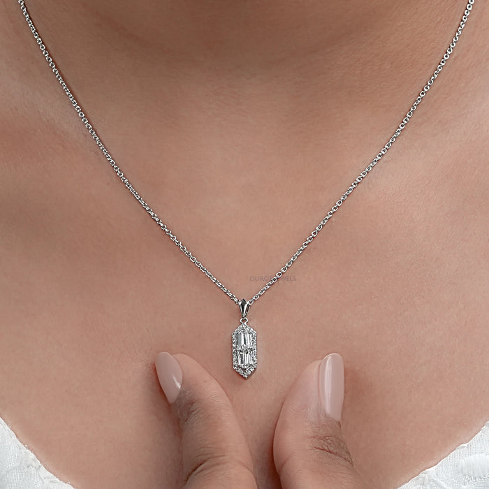 Step Cut arrow Diamond Pendant