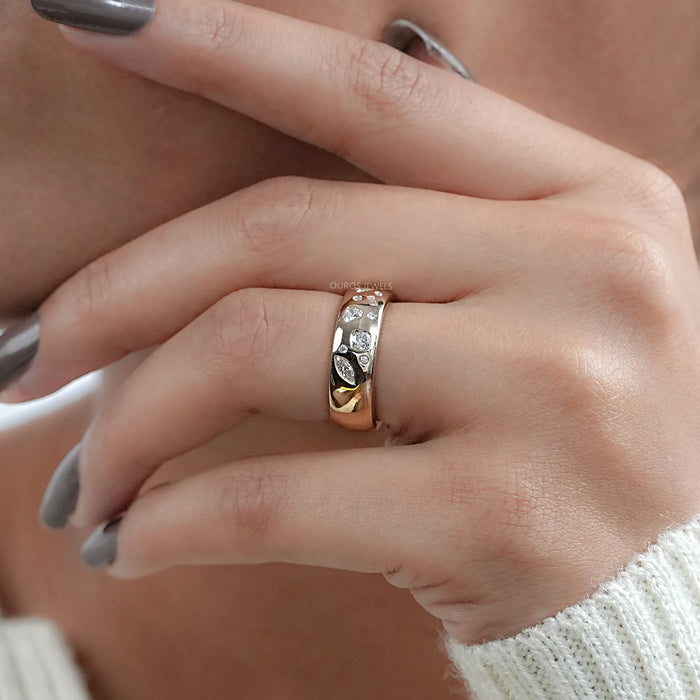 Old Mine Cushion Cut Hidden Halo With Flush Set Band