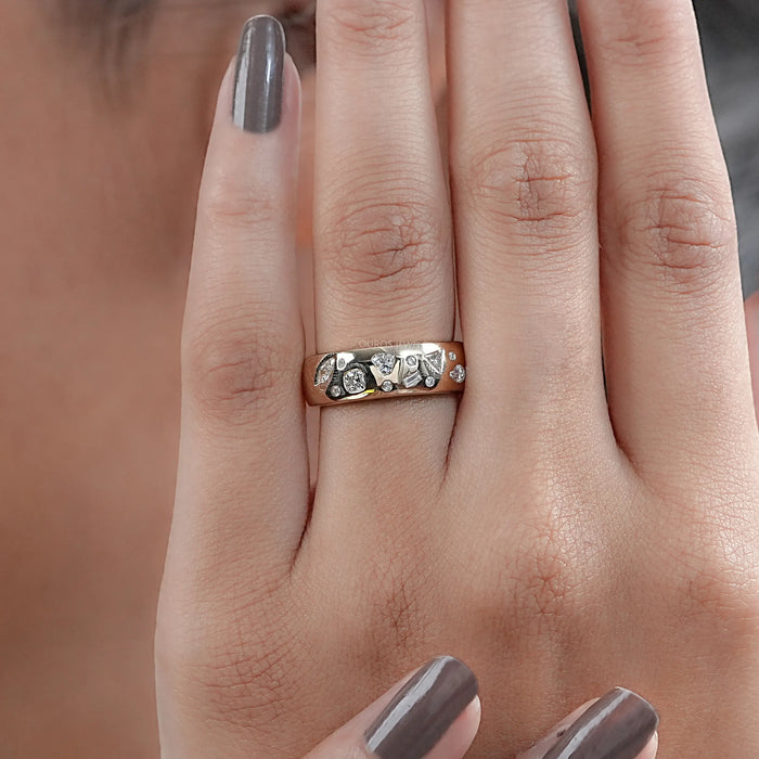 Old Mine Cushion Cut Hidden Halo With Flush Set Band