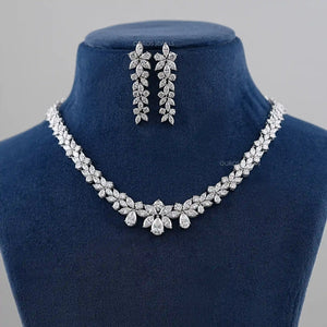 Multiple Shape Lab Diamond Wedding Necklace Set