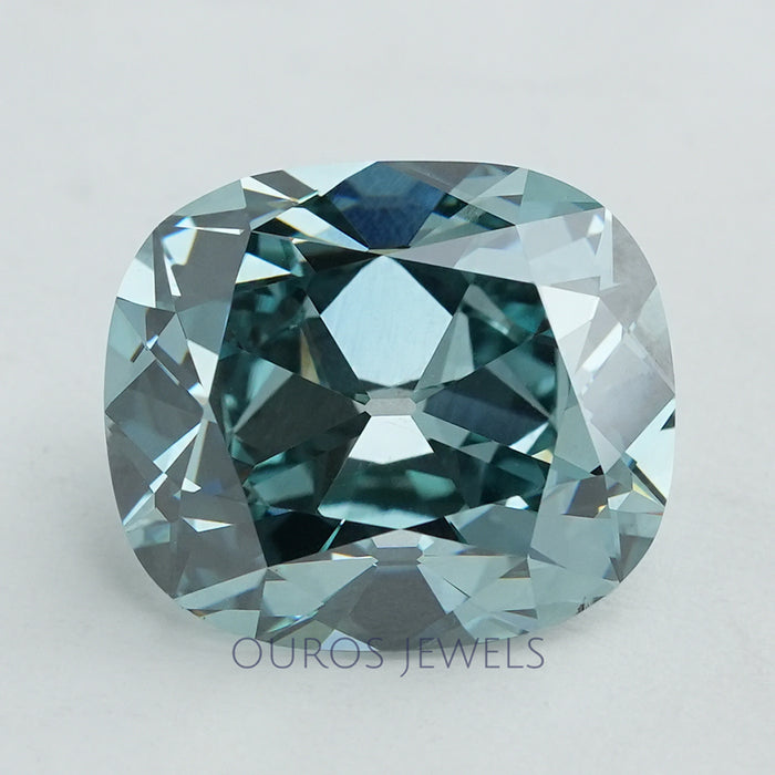 7.16 Carat Fancy Vivid Bluish Green Cushion Cut Lab Diamond