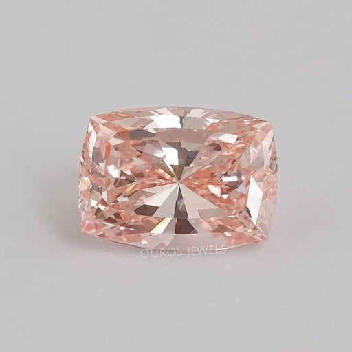 front view of 5.40 carat modified pink cushion cut lab grown diamond loose